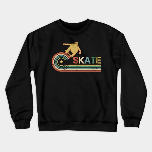 Skateboarder Retro Vintage Skateboarding Crewneck Sweatshirt by paola.illustrations